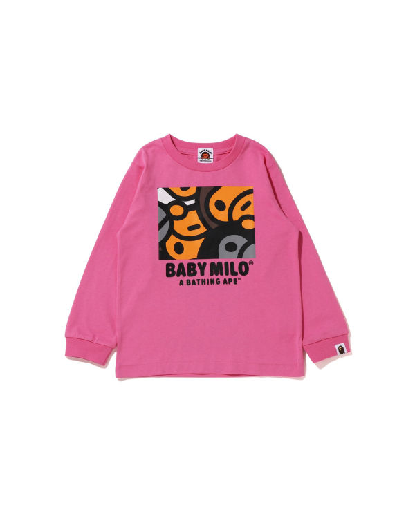 Camiseta Bape All Milo Mix L/S Niños Rosas | 804153-JEY