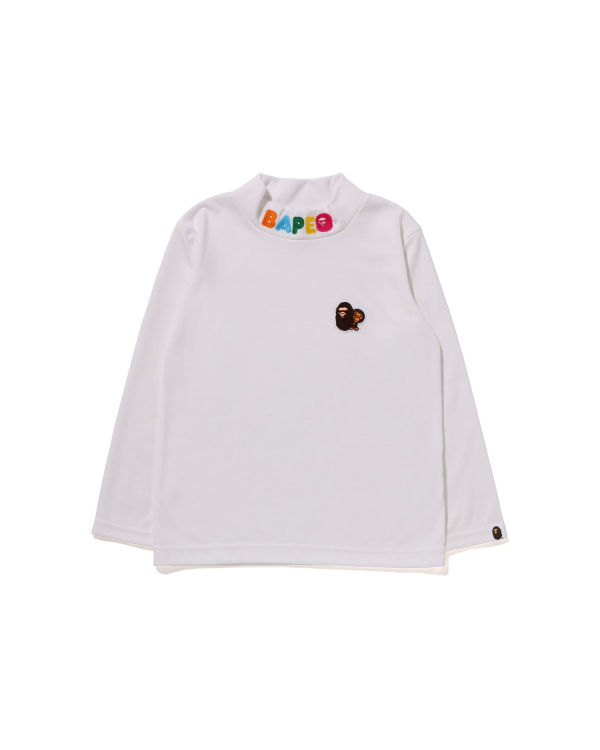 Camiseta Bape Ape Head & Milo One Point High Neck L/S Niños Blancos | 810536-SQW