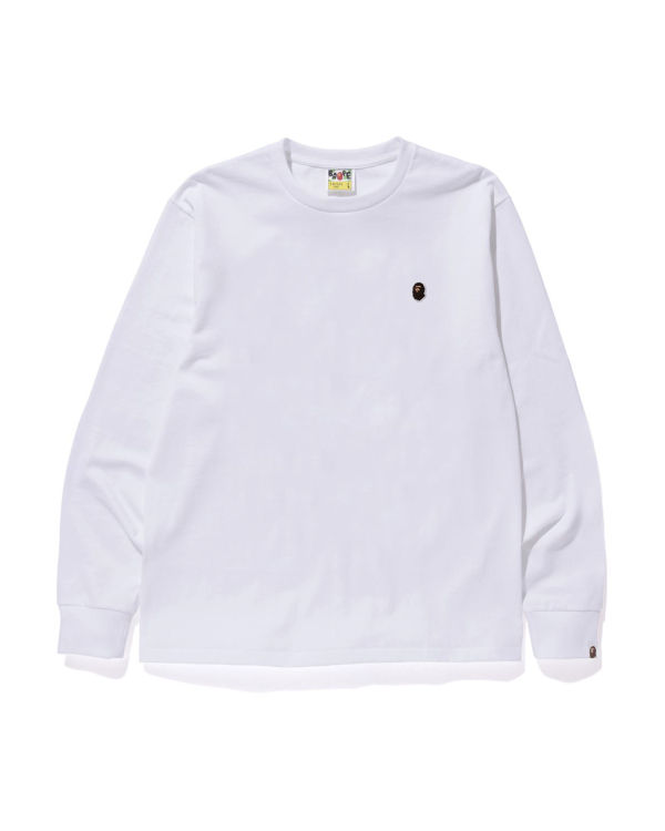 Camiseta Bape Ape Head One Point L/S Hombre Blancos | 793045-OFP