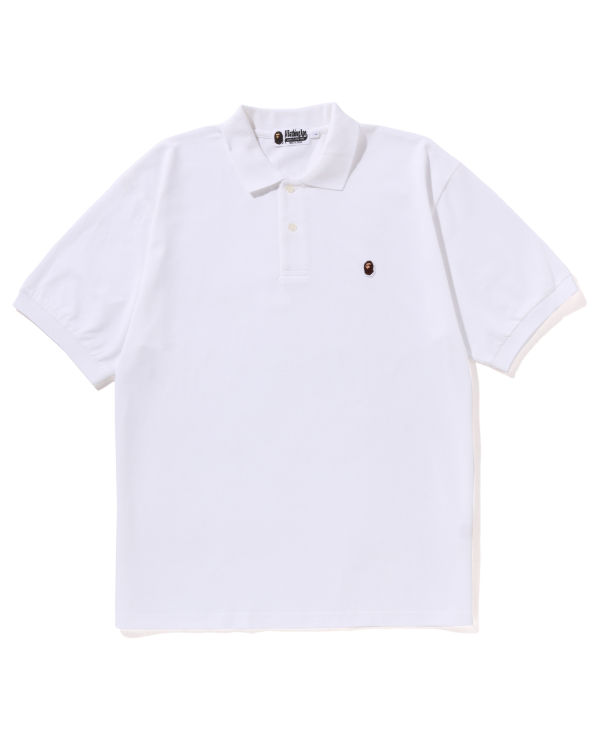 Camiseta Bape Ape Head One Point Relaxed Fit Polo Hombre Blancos | 194523-ODW