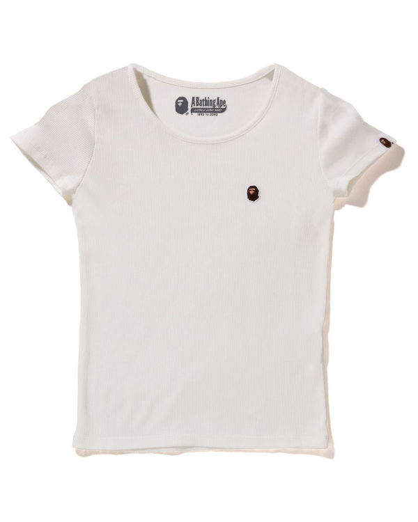 Camiseta Bape Ape Head One Point Rib Mujer Blancos | 290456-QRN