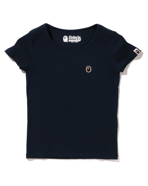 Camiseta Bape Ape Head One Point Rib Mujer Azul Marino Azules | 978264-GHA