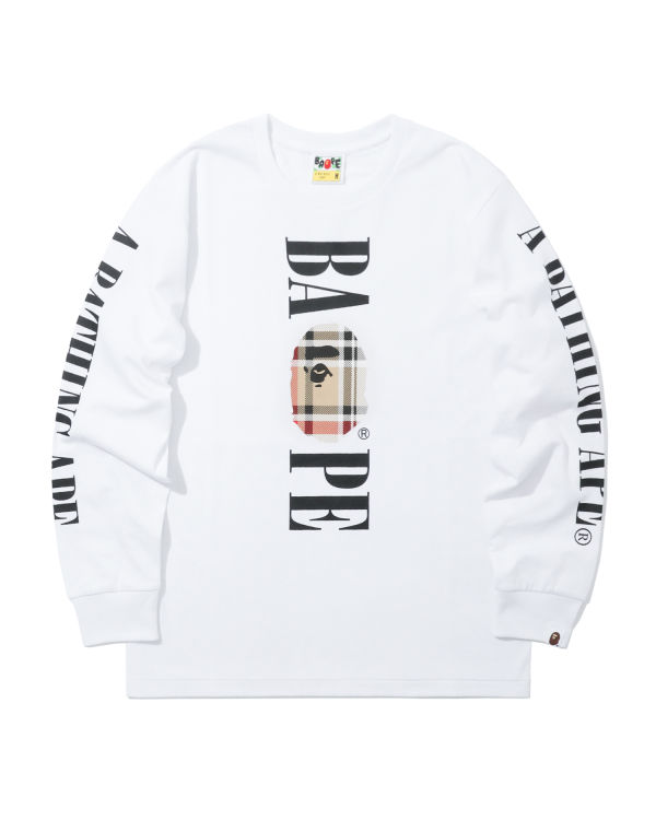 Camiseta Bape Check Head long sleeve Hombre Blancos | 154792-ZFQ