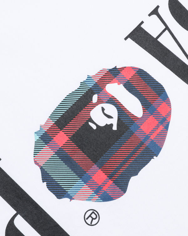 Camiseta Bape Check Head long sleeve Hombre Blancos | 409157-GDH