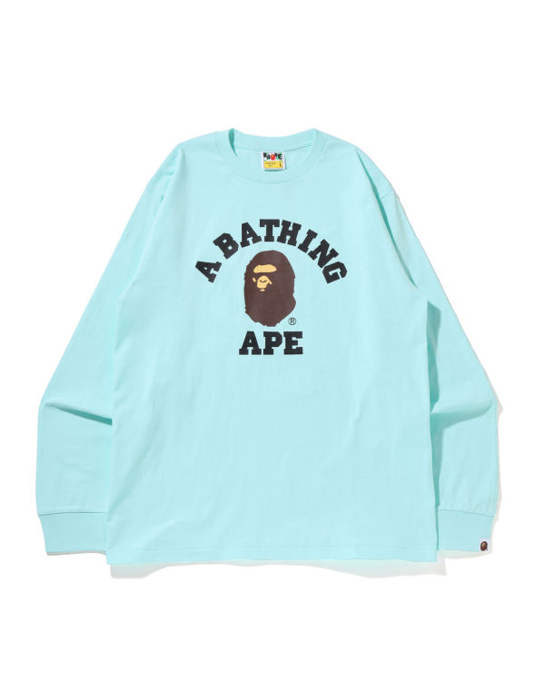 Camiseta Bape College L/S Hombre Azules Claro | 952140-NUB