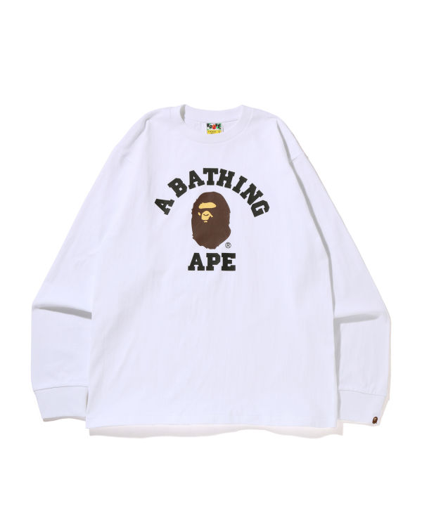 Camiseta Bape College L/S Hombre Blancos | 571324-MUN