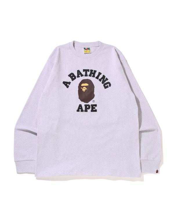 Camiseta Bape College L/S Hombre Grises | 379582-CWN