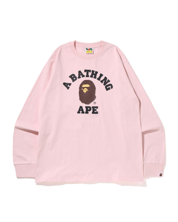 Camiseta Bape College L/S Hombre Rosas | 931486-JGX