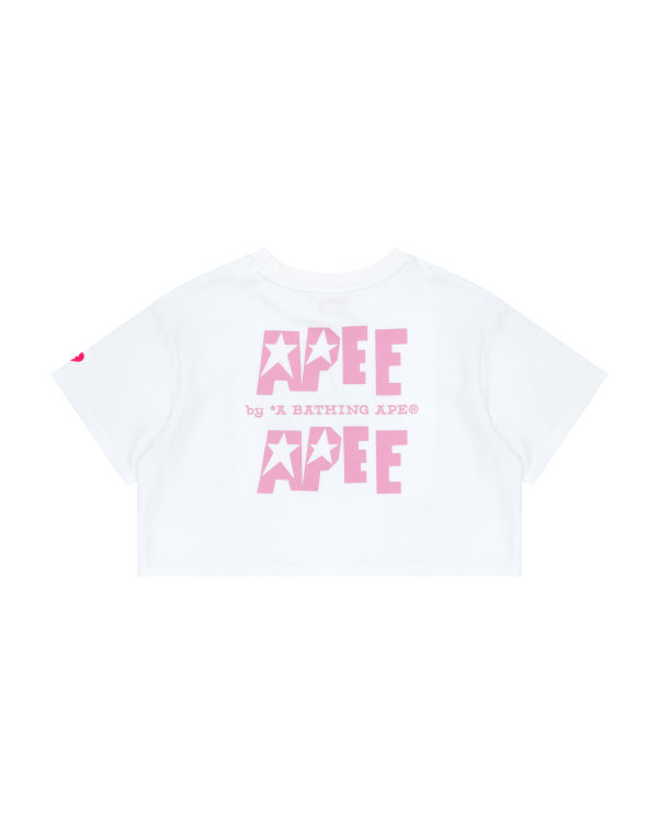 Camiseta Bape Double logo cropped Mujer Blancos | 706541-XFV