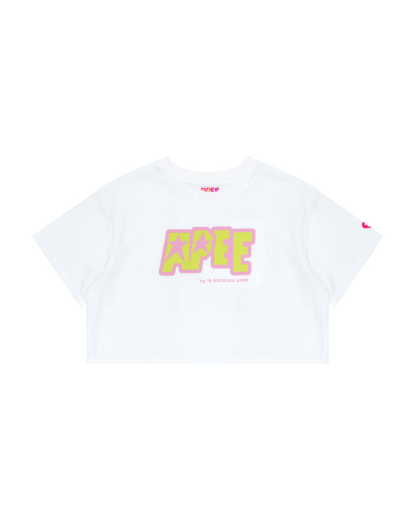 Camiseta Bape Double logo cropped Mujer Blancos | 706541-XFV