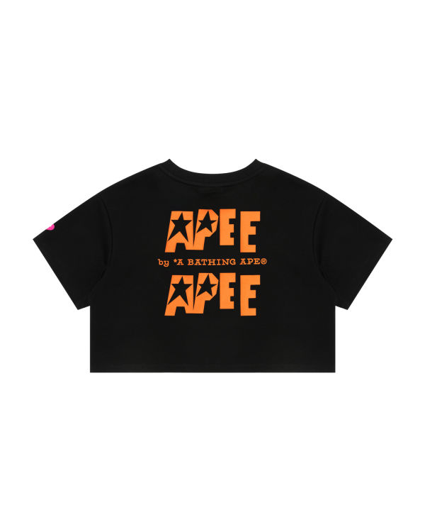 Camiseta Bape Double logo cropped Mujer Negros | 731904-DGQ