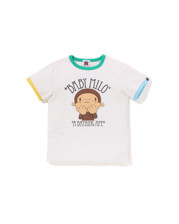 Camiseta Bape Drawn Milo Shy Ringer Niños Blancos | 467935-LQY