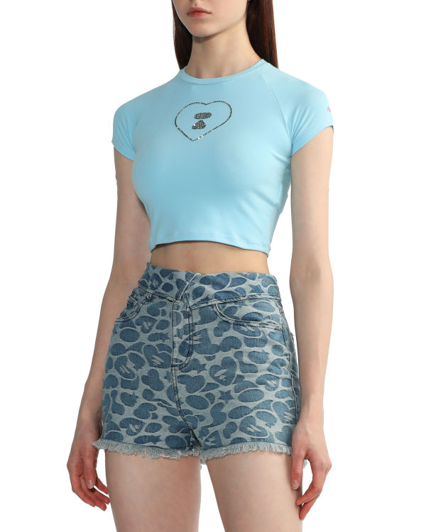 Camiseta Bape Estampados crop #2 Mujer Azules | 547362-NTR