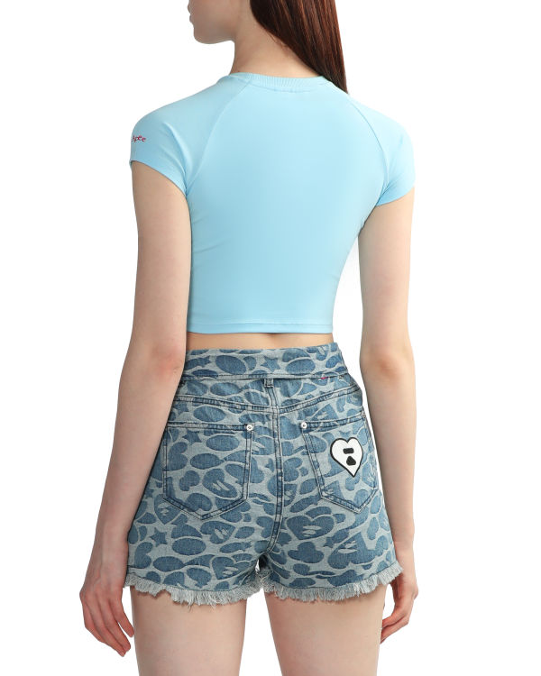 Camiseta Bape Estampados crop #2 Mujer Azules | 547362-NTR