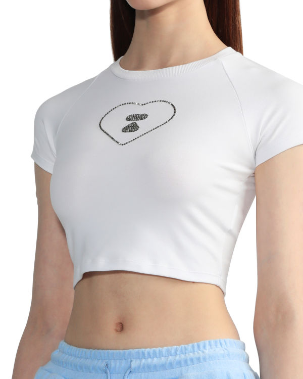 Camiseta Bape Estampados crop #2 Mujer Blancos | 204763-CSK