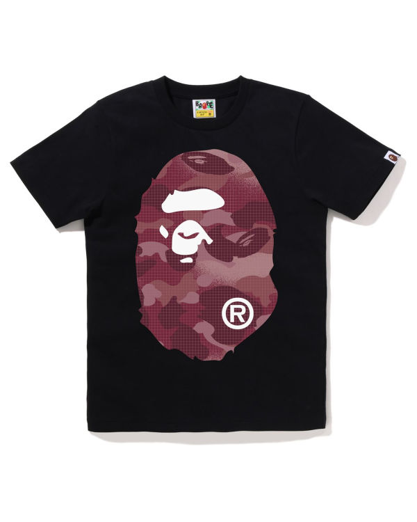 Camiseta Bape Grid Camo Big Ape Head Mujer Negros | 803457-NDQ