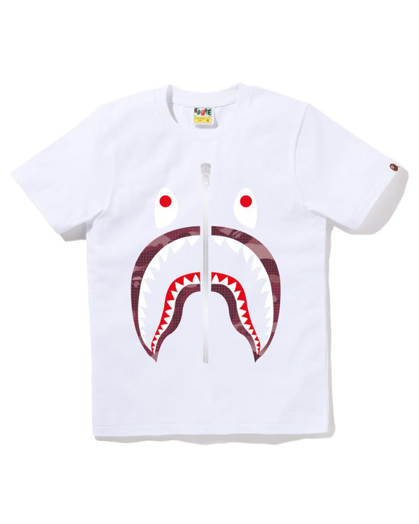 Camiseta Bape Grid Camo Shark Mujer Blancos | 053182-FQY