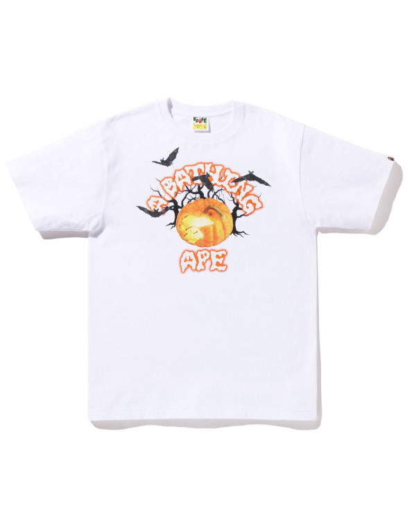 Camiseta Bape Halloween Jack O\' Lantern College Hombre Blancos | 360549-MTU