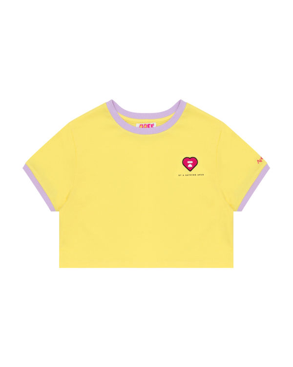 Camiseta Bape Heart cropped Mujer Amarillos | 053241-DYT