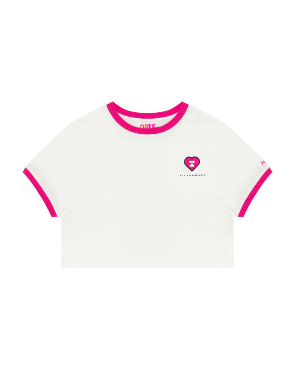 Camiseta Bape Heart cropped Mujer Blancos | 084726-VUO