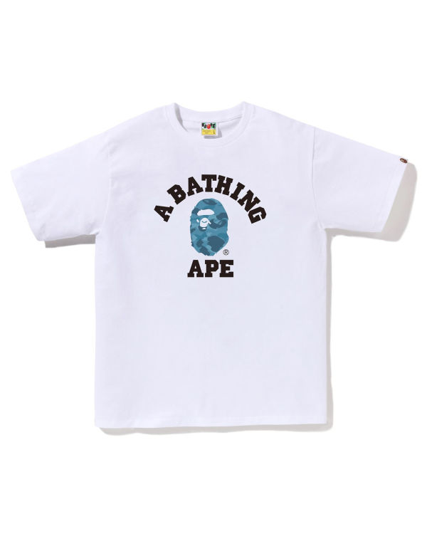 Camiseta Bape Honeycomb Camo College Hombre Blancos | 976385-AEJ