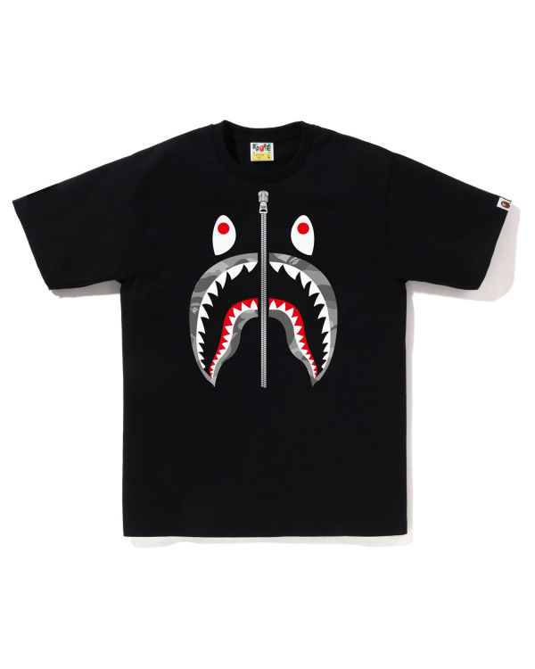 Camiseta Bape Honeycomb Camo Shark Hombre Negros | 148269-ADN