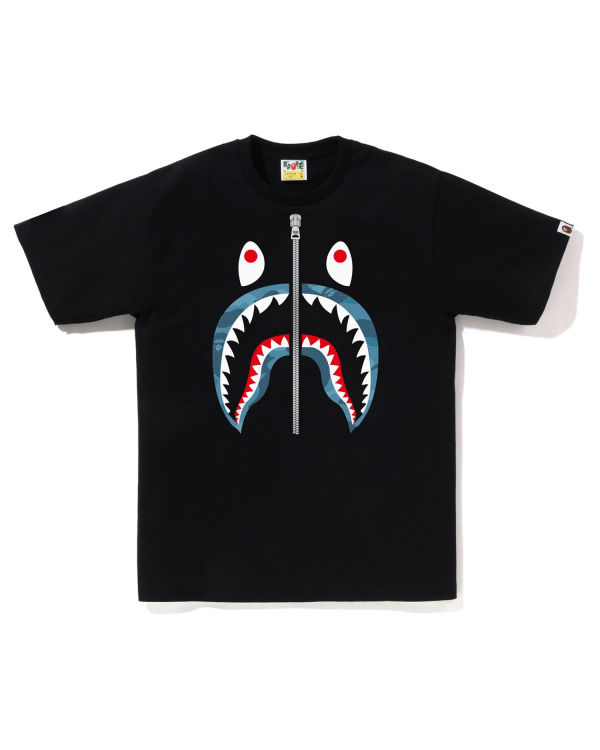 Camiseta Bape Honeycomb Camo Shark Hombre Negros | 569708-AZN