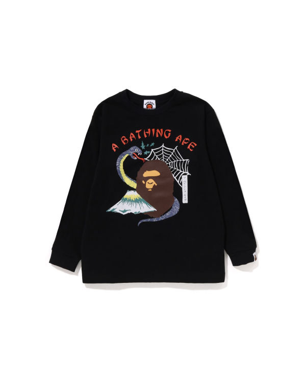 Camiseta Bape Japan Culture Souvenir L/S Niños Negros | 483109-WGB