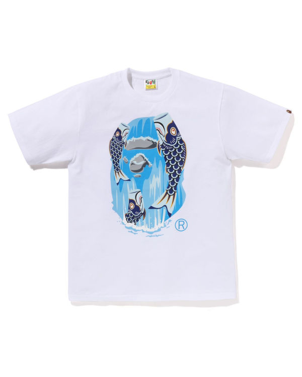 Camiseta Bape Koinobori Waterfall Ape Head Hombre Blancos | 476208-NWU