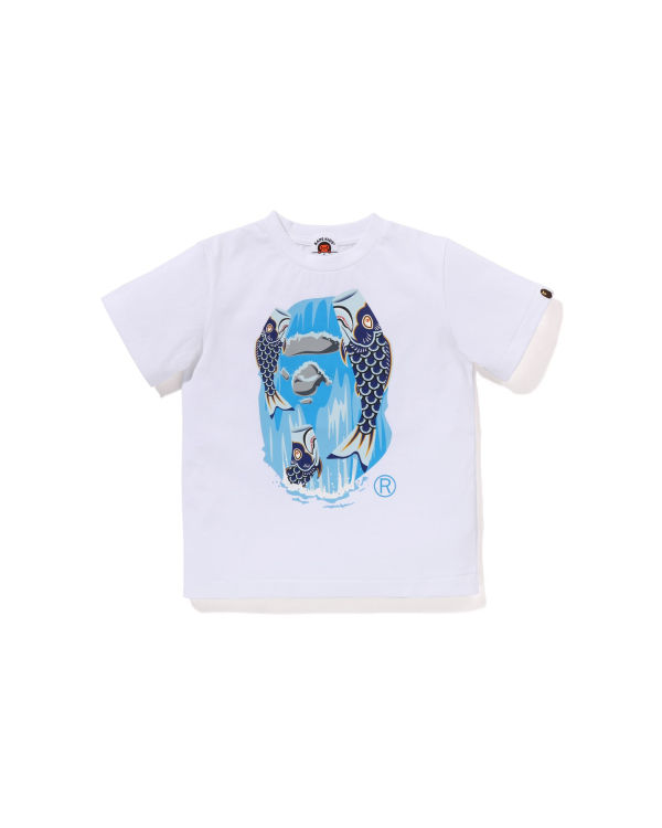 Camiseta Bape Koinobori Waterfall Ape Head Niños Blancos | 945728-OHE