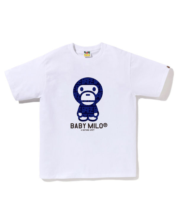 Camiseta Bape Logo Monogram Milo Hombre Blancos | 479583-RVT