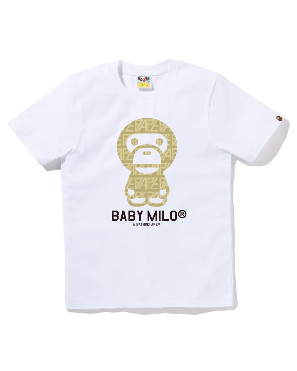 Camiseta Bape Logo Monogram Milo Mujer Blancos | 028913-MPU