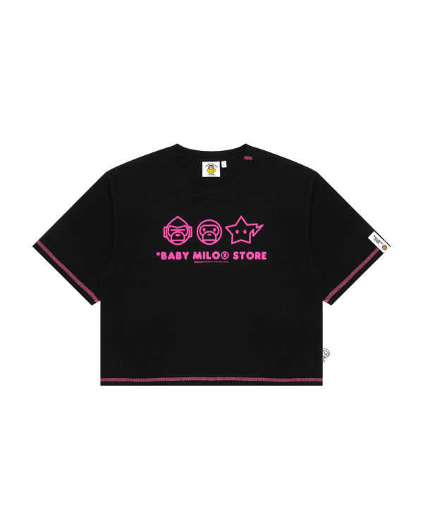 Camiseta Bape Logo crop fit Mujer Negros | 256341-ETY