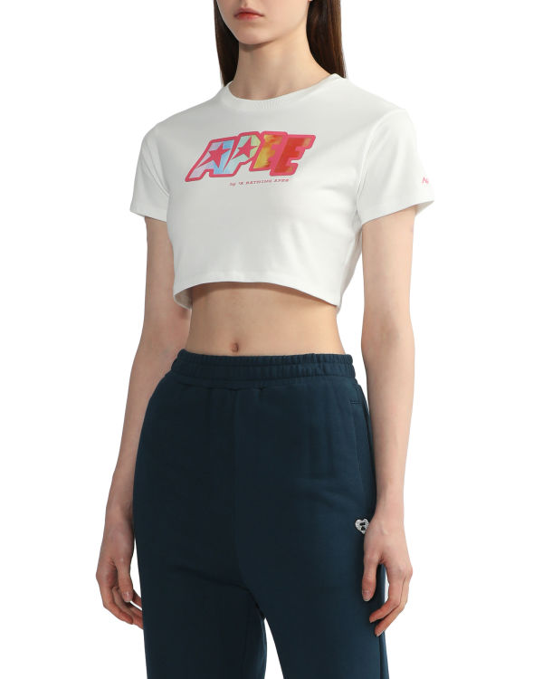 Camiseta Bape Logo printed crop Mujer Blancos | 164287-KZI