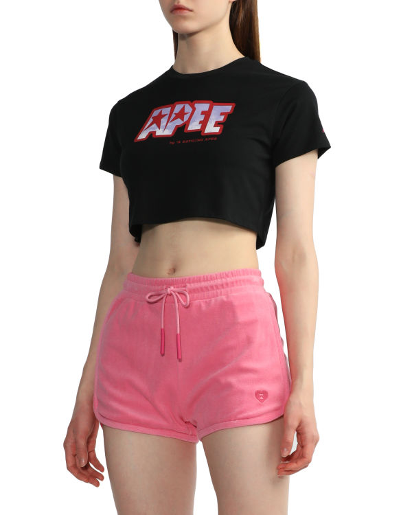 Camiseta Bape Logo printed crop Mujer Negros | 169825-RDW