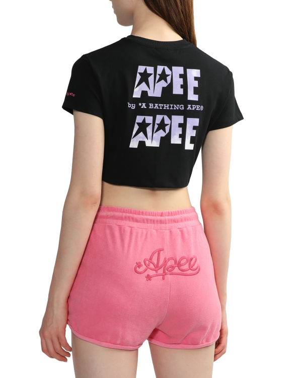 Camiseta Bape Logo printed crop Mujer Negros | 169825-RDW