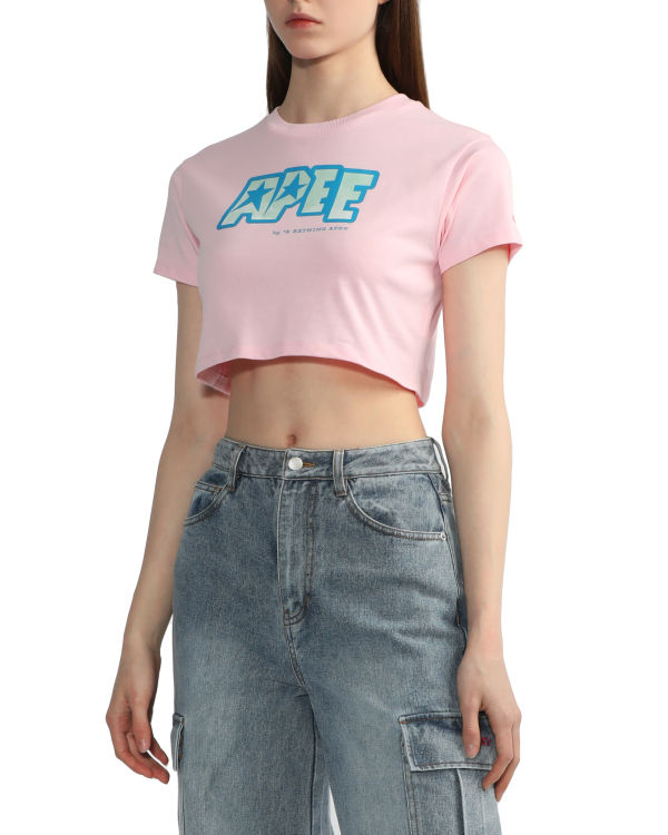 Camiseta Bape Logo printed crop Mujer Rosas | 968153-OPA