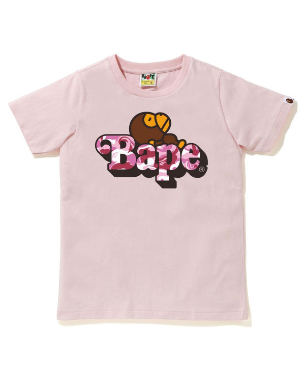 Camiseta Bape Marble Camo Milo On Niños Rosas | 152086-WHM