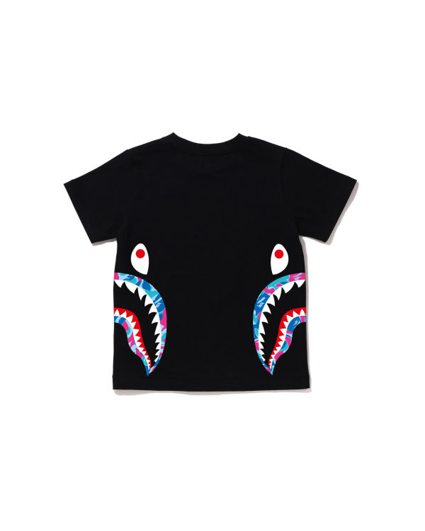 Camiseta Bape Marble Camo Side Shark Niños Negros | 021643-LBC