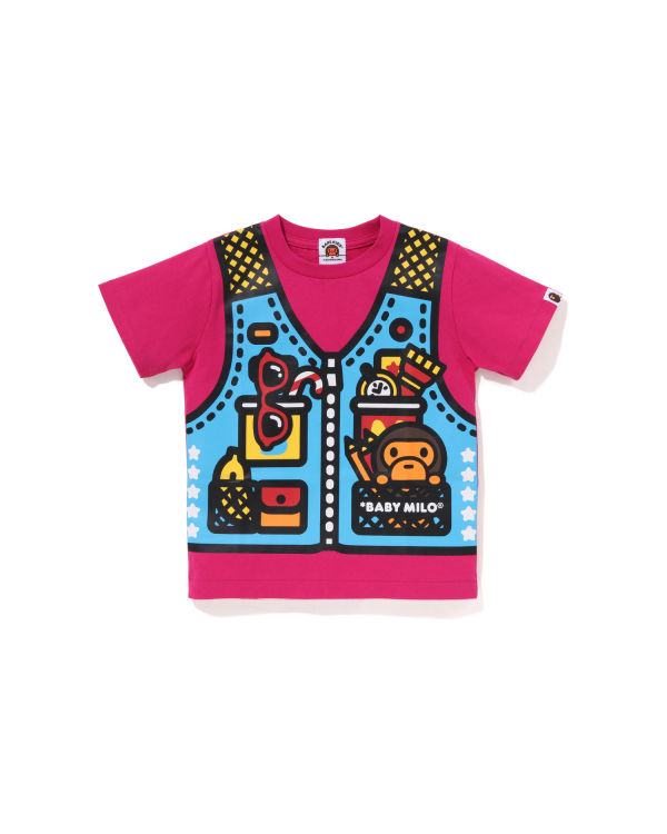 Camiseta Bape Milo Fishing Print Niños Rosas | 247509-KIS