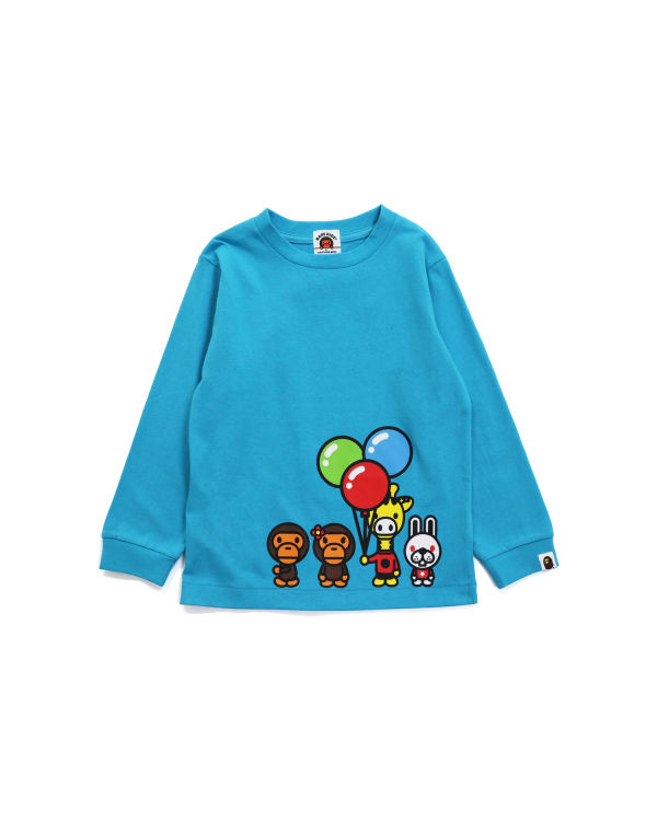 Camiseta Bape Milo & Friends L/S Niños Azules | 460237-PAY