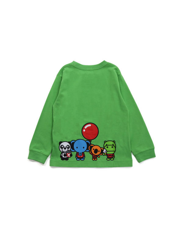 Camiseta Bape Milo & Friends L/S Niños Verdes Claro | 927456-QDK