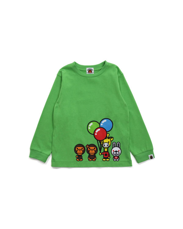 Camiseta Bape Milo & Friends L/S Niños Verdes Claro | 927456-QDK