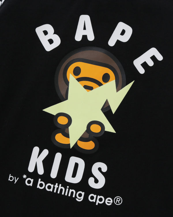 Camiseta Bape Milo Glow In The Dark STA L/S Niños Negros | 169254-VZO