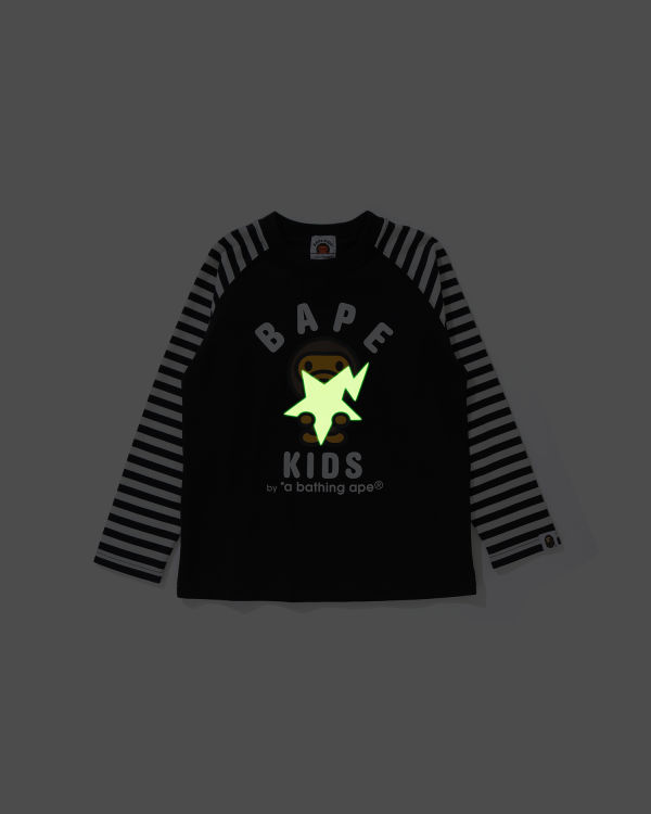 Camiseta Bape Milo Glow In The Dark STA L/S Niños Negros | 169254-VZO