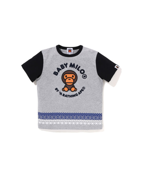 Camiseta Bape Milo Nordic Print Niños Grises | 091524-NTV