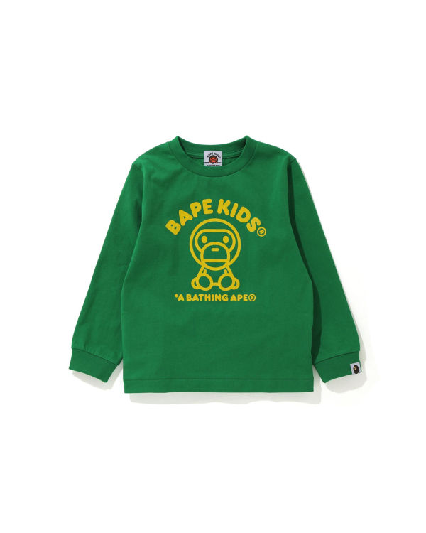 Camiseta Bape Milo Rug L/S Niños Azules Verdes | 750416-QBG