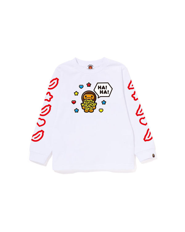 Camiseta Bape Milo Speech Balloon L/S #1 Niños Blancos | 692315-HRP