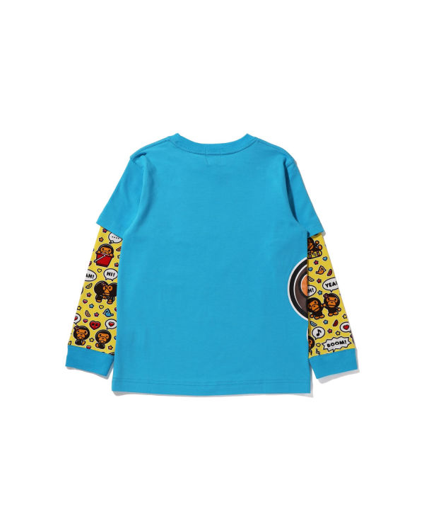 Camiseta Bape Milo Speech Balloon Layered L/S Niños Azules | 147935-SZN