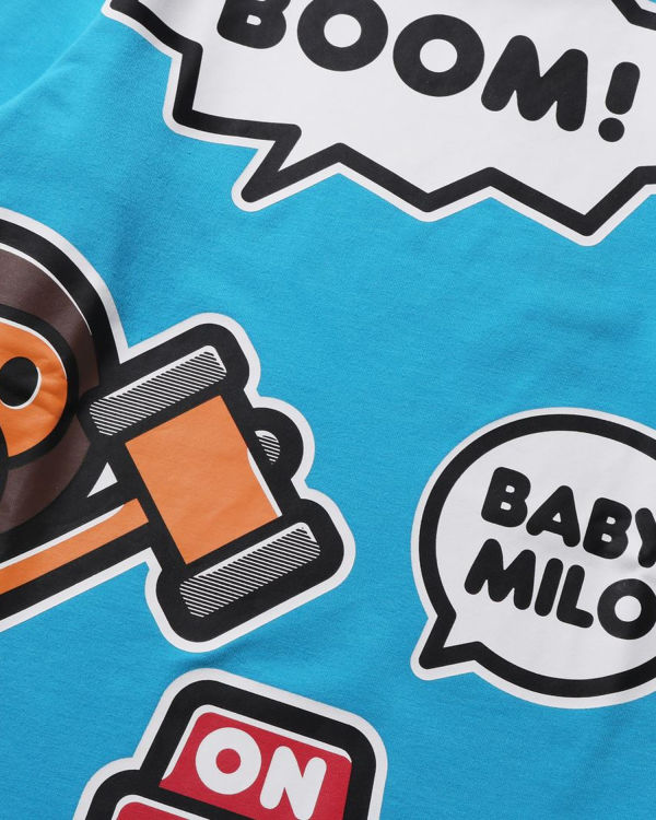 Camiseta Bape Milo Speech Balloon Layered L/S Niños Azules | 147935-SZN